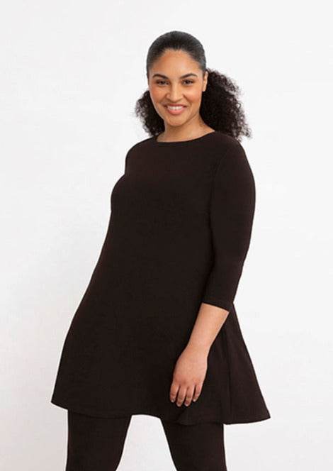 Sympli Women's Trapeze Tunic Top – 3/4 Sleeve Flowy Blouse With Pockets, Style 23155-2