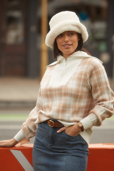 Plaid Half Zip Sweater French Dressing Jeans