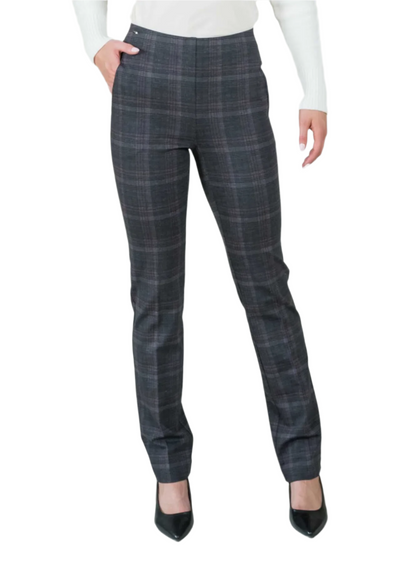 Marielle Plaid Straight Leg Pant W/ Pockets Lisette L