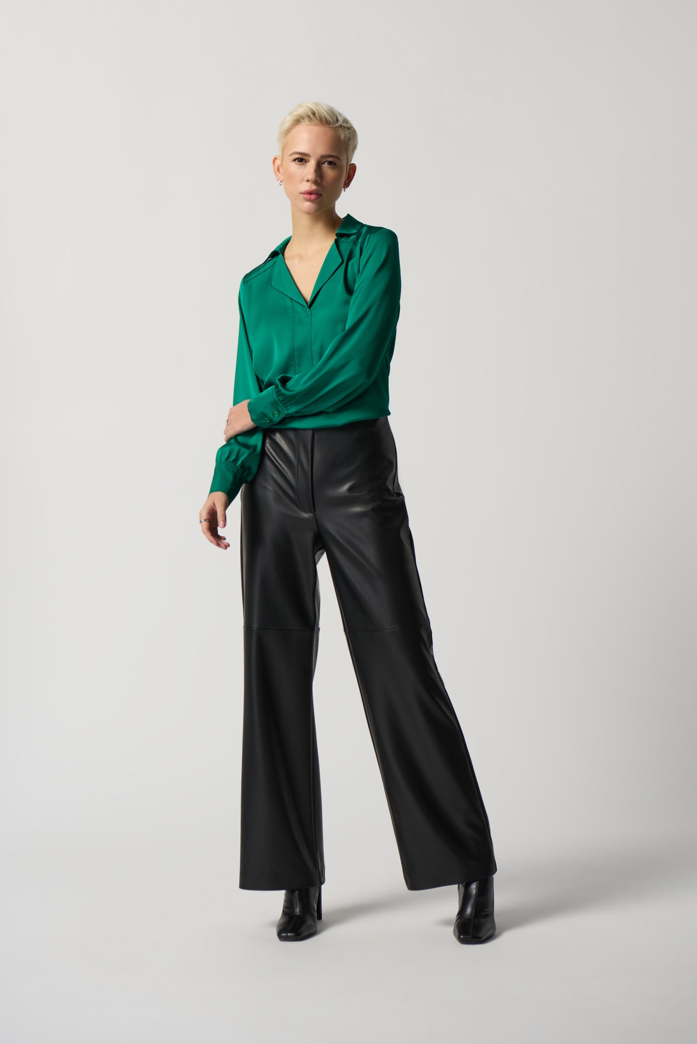 Joseph Ribkoff Notched Collar Satin Blouse 