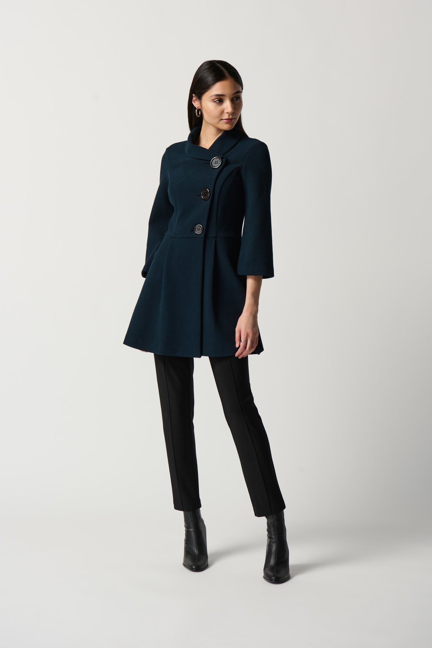 Joseph Ribkoff Textured Jacquard Peplum Coat 