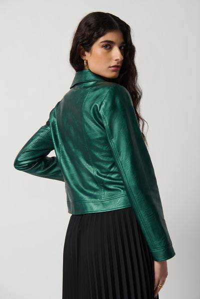 Joseph Ribkoff Metallic Faux Leather Biker Jacket 