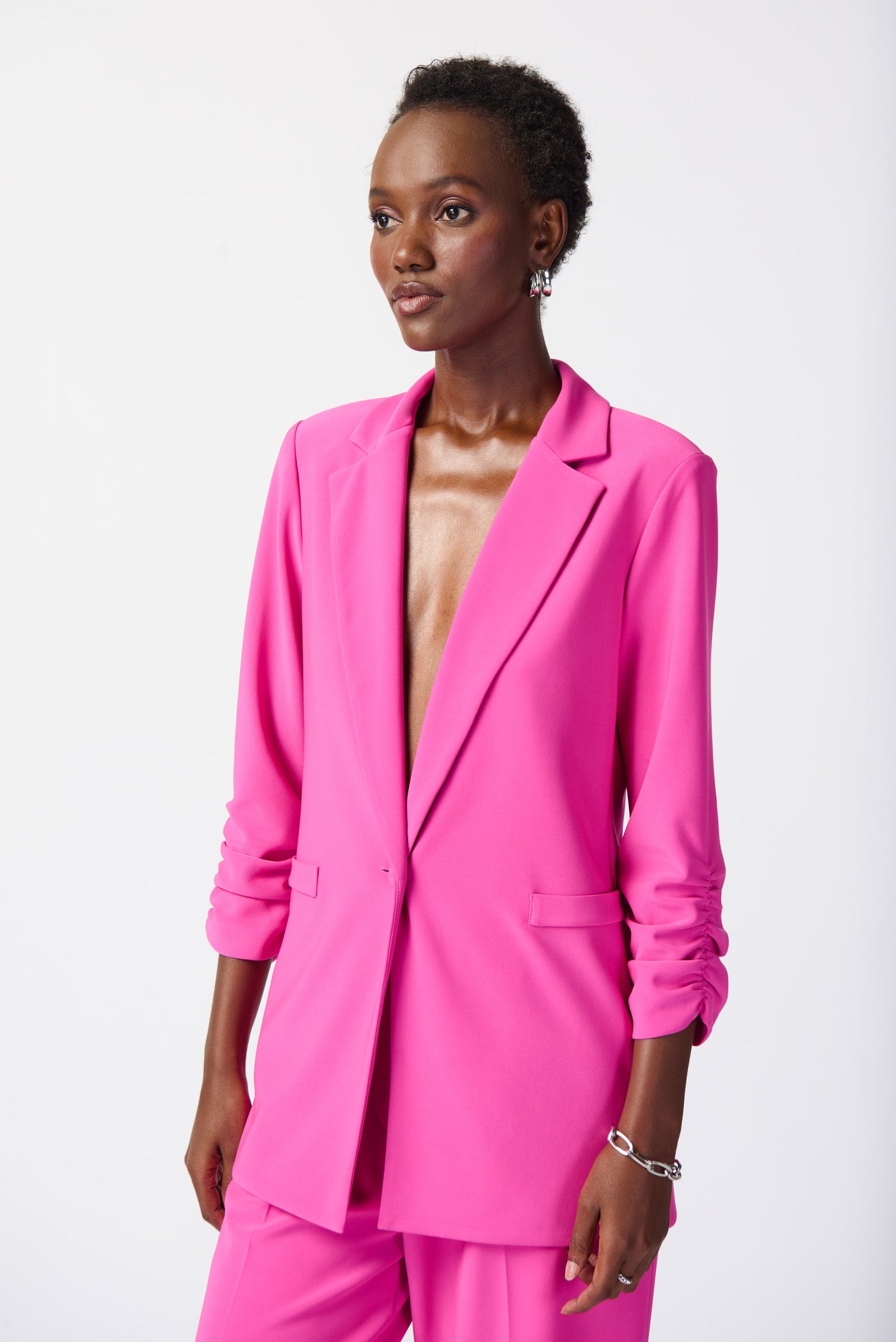 Joseph Ribkoff Silky Knit Blazer with Shirred Sleeves 