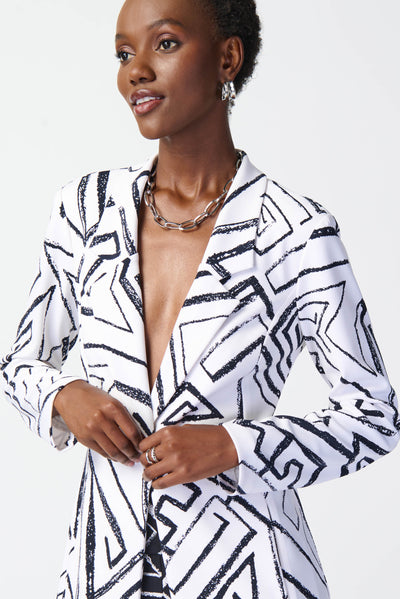 Joseph Ribkoff Abstract Print Silky Knit Blazer 