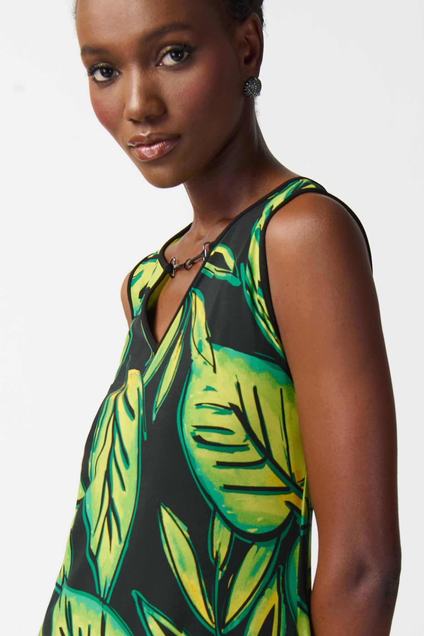 Joseph Ribkoff Tropical Print Silky Knit A-Line Dress 