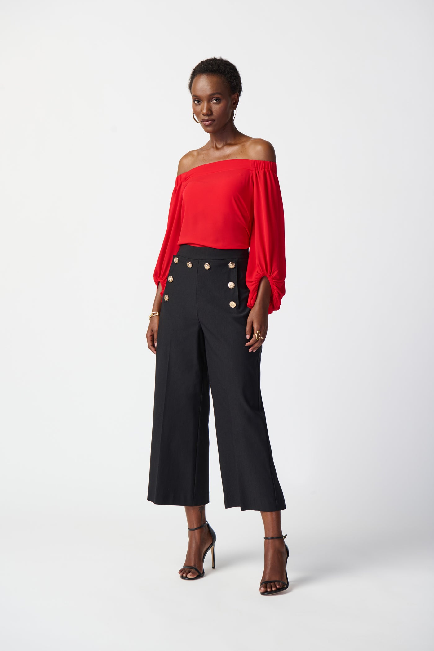 Millennium Culotte Pants With Gold Buttons Joseph Ribkoff