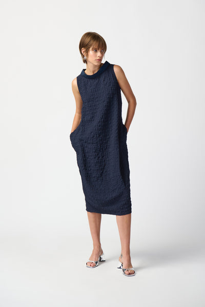 Joseph Ribkoff Textured Woven Sleeveless Cocoon Dress 