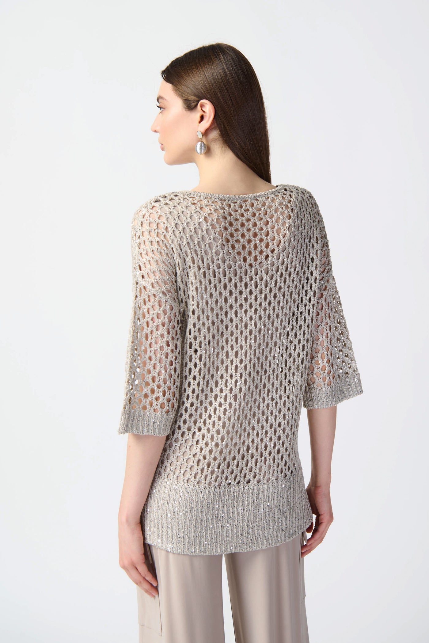 Open Stitch Sweater with Sequins Joseph Ribkoff