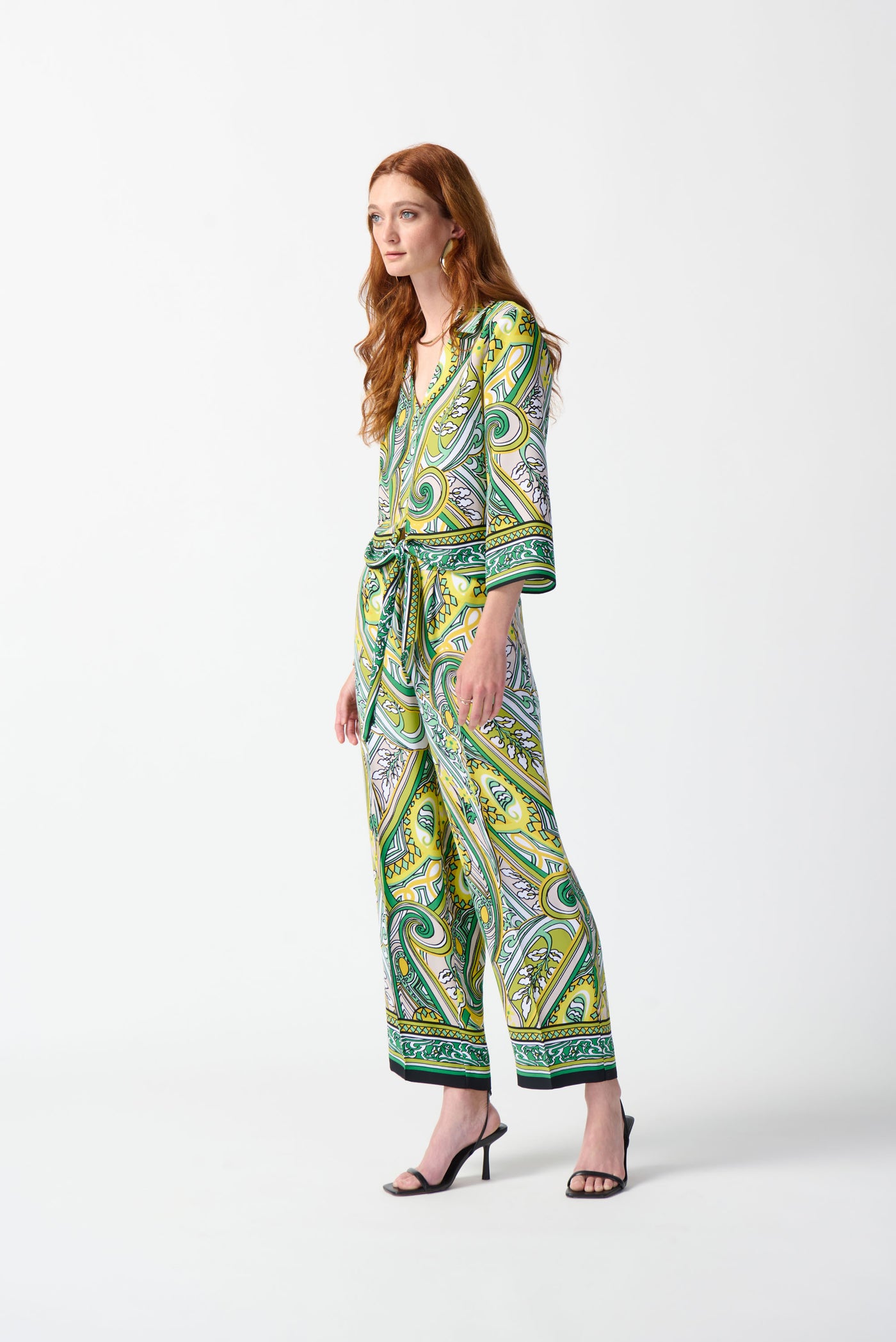 Woven Paisley Print Crop Pants Joseph Ribkoff