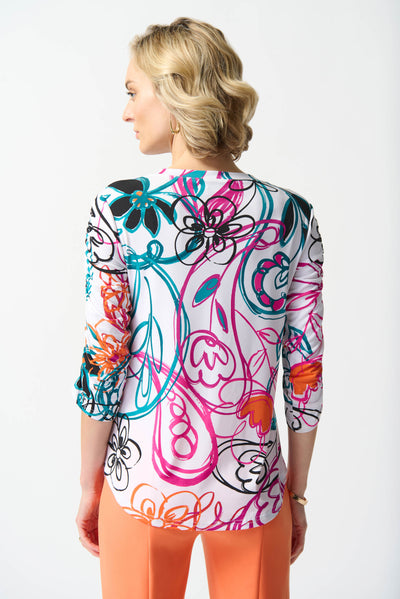 Joseph Ribkoff Silky Knit Paisley Print Top 