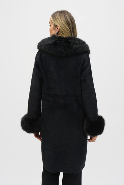 Feather Yarn and Faux Fur Sweater Coat Joseph Ribkoff