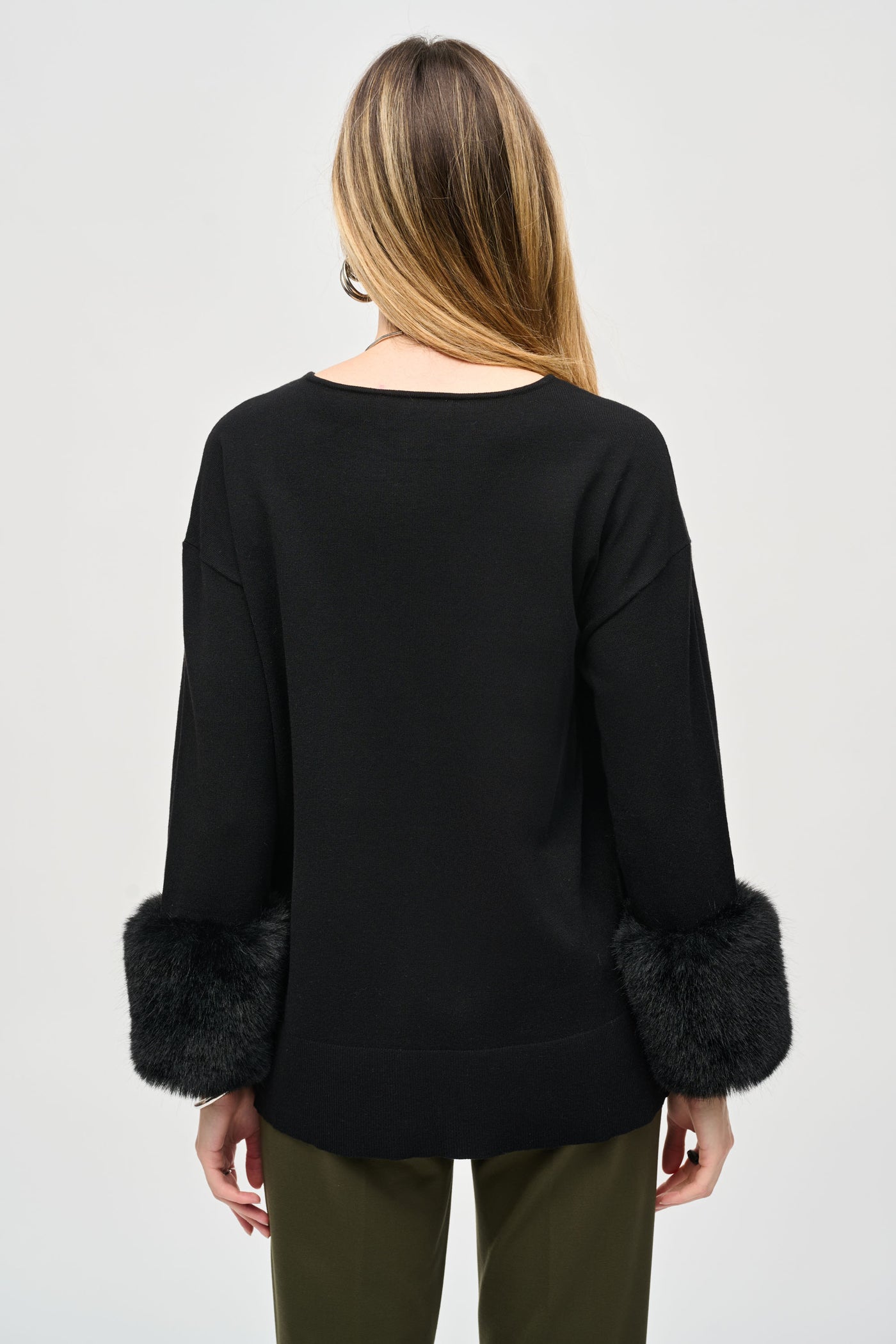 Sweater Knit Tunic With Faux Fur Cuffs Joseph Ribkoff