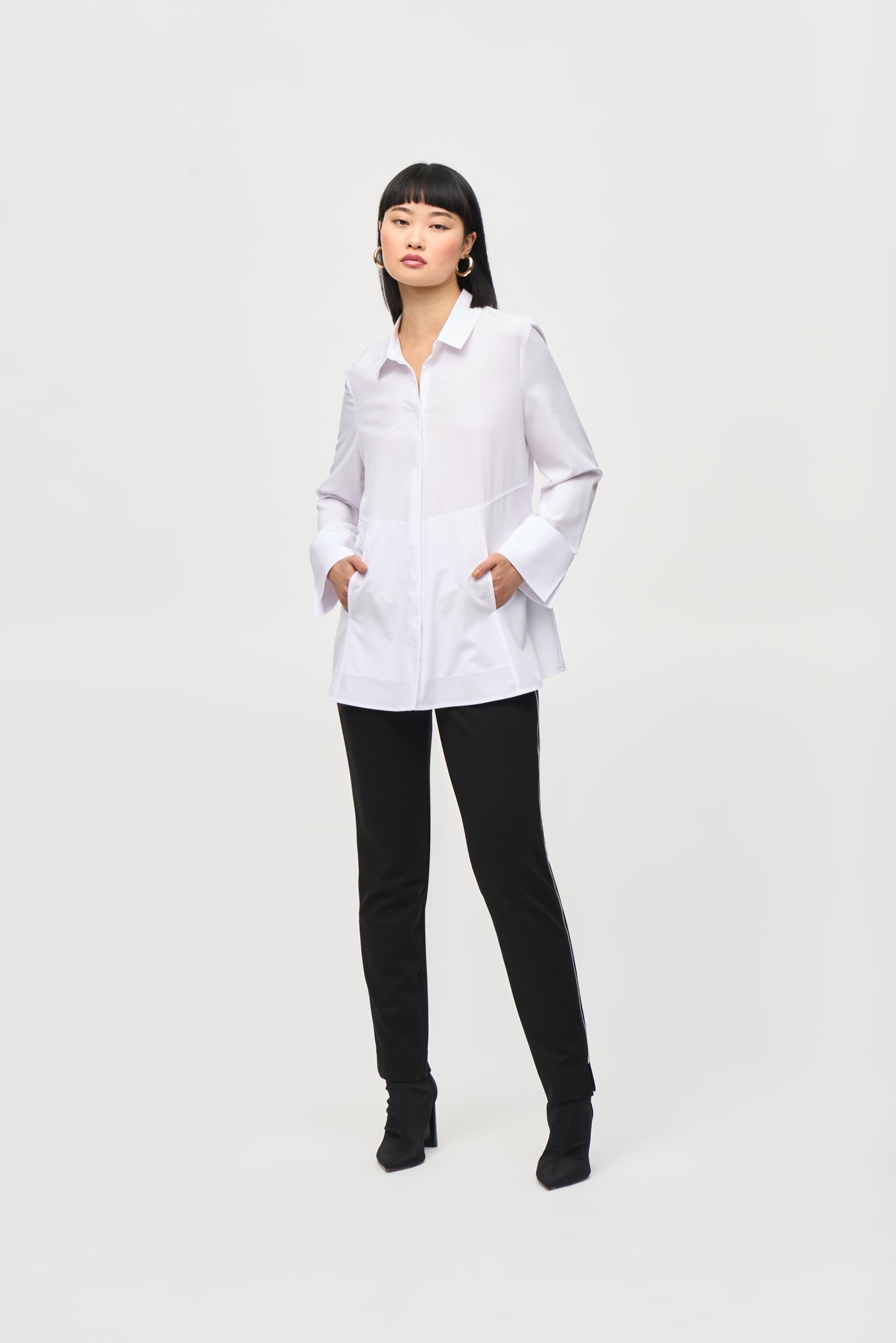 Woven Button-Down Blouse With Pockets Joseph Ribkoff