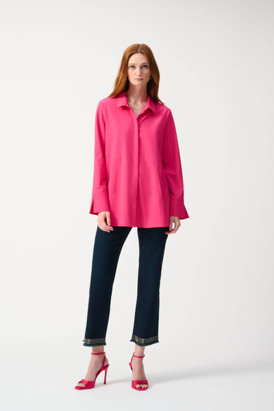 Woven Button-Down Blouse With Pockets - Dream Pants