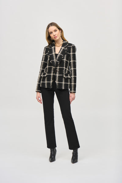 Plaid Bouclé Blazer With Pockets Joseph Ribkoff