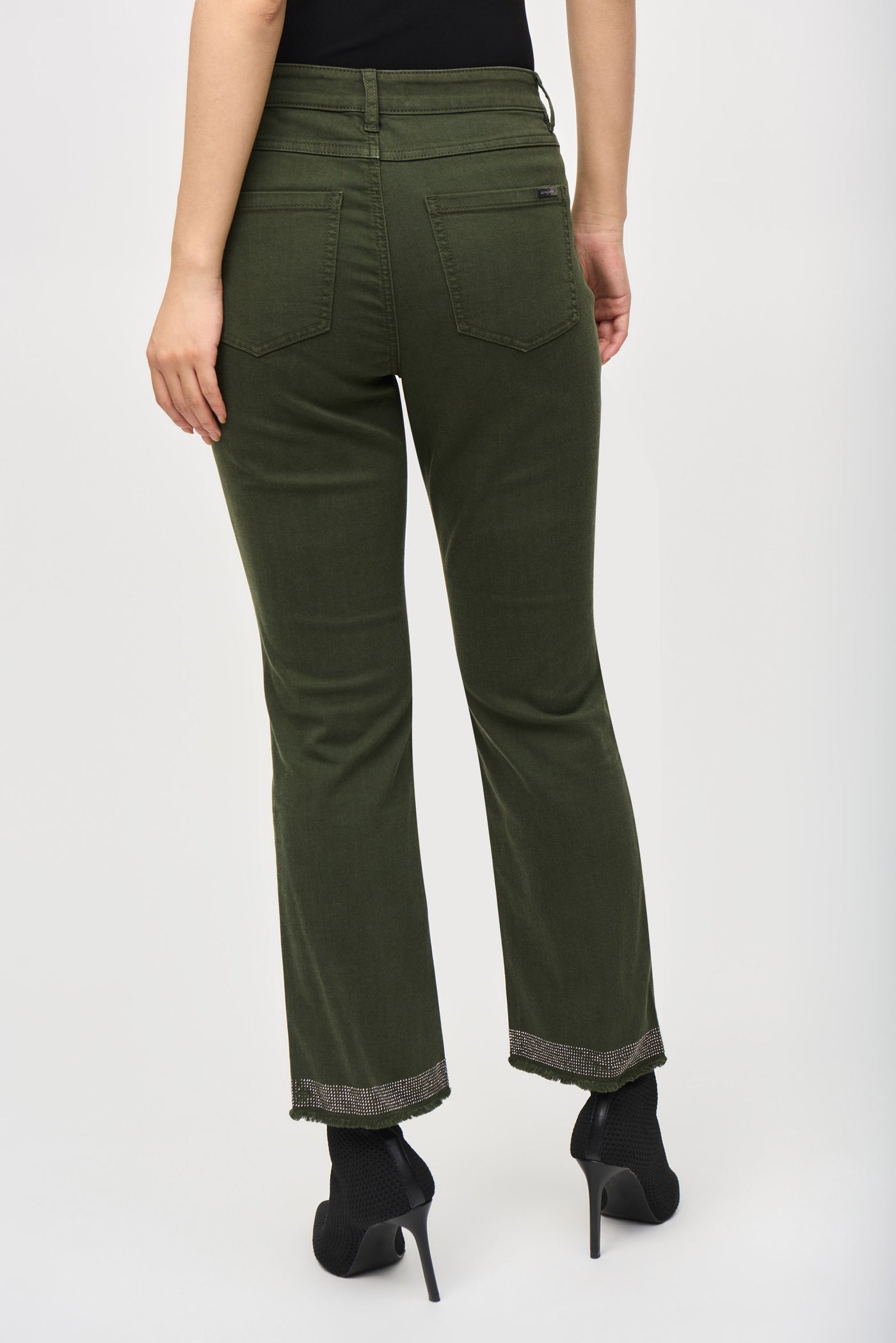 Denim Straight Pants With Frayed Hem Joseph Ribkoff