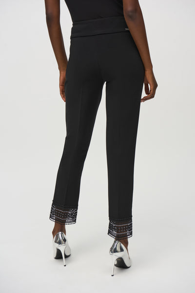 Silky Knit Straight Pants With Lace Detail Joseph Ribkoff