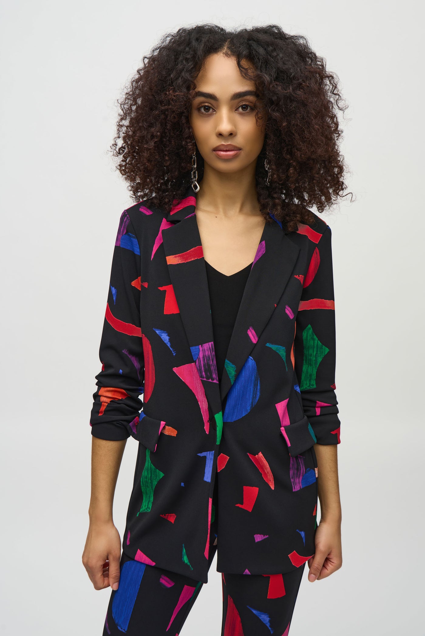 Silky Knit Abstract Print Blazer Joseph Ribkoff