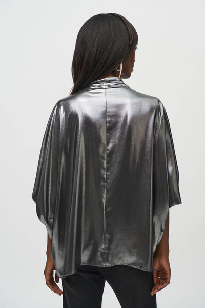 Metallic Foiled Chiffon Wrap Top Joseph Ribkoff