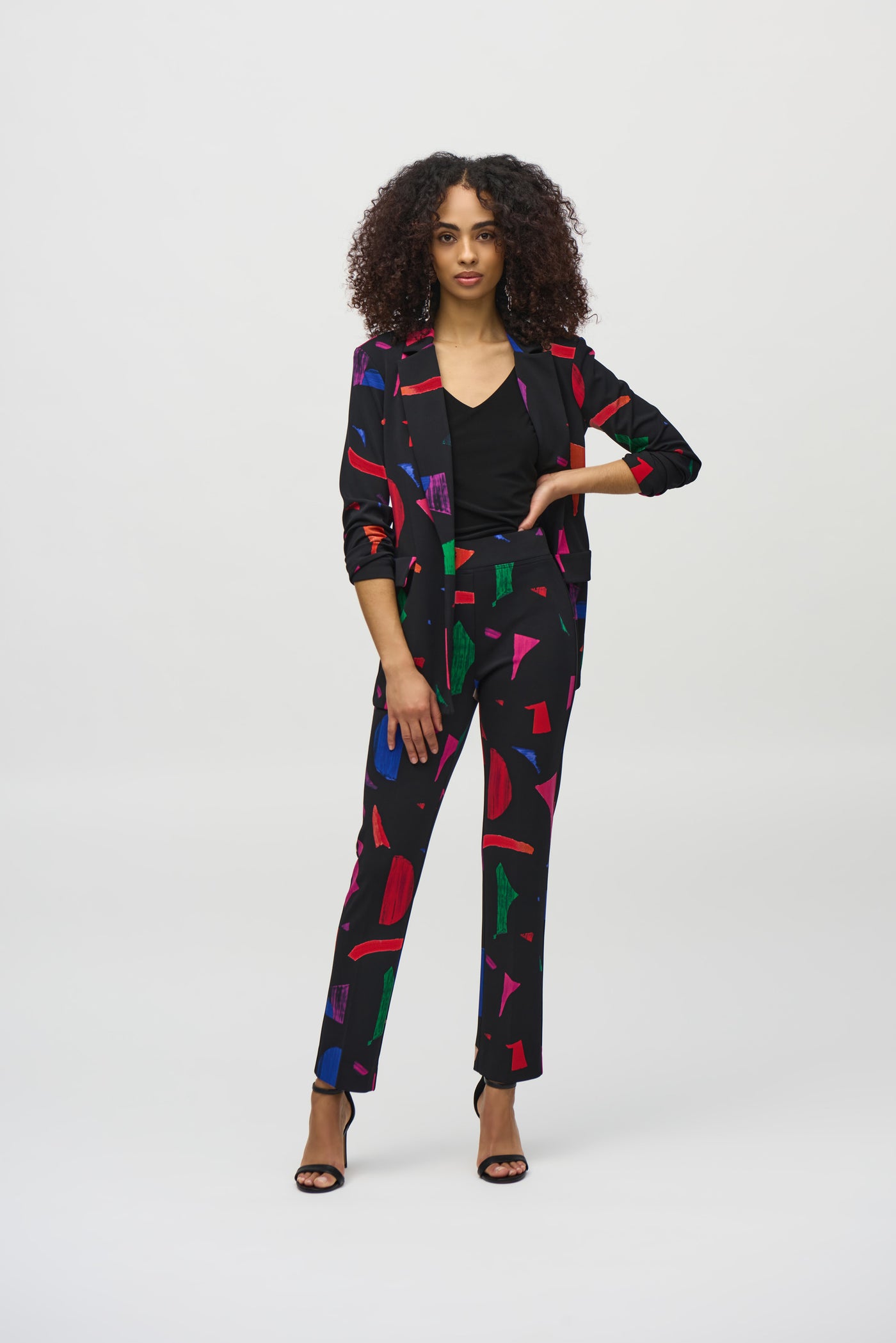 Silky Knit Abstract Print Straight Pants Joseph Ribkoff