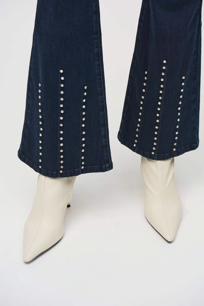 Classic Flared Denim Pants with Stone Rivets Joseph Ribkoff