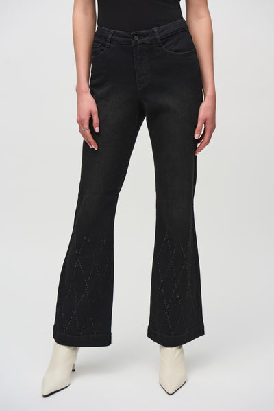 Classic Flared Denim Pants with Rhinestone Detail Joseph Ribkoff