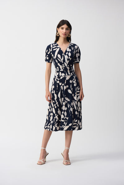 Silky Knit Abstract Print Wrap Dress Joseph Ribkoff