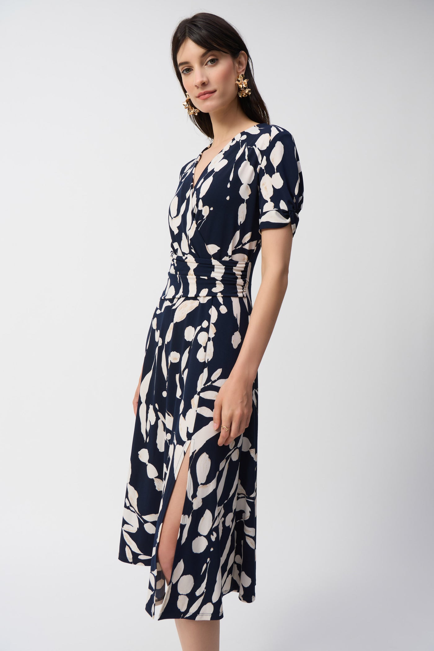 Silky Knit Abstract Print Wrap Dress Joseph Ribkoff