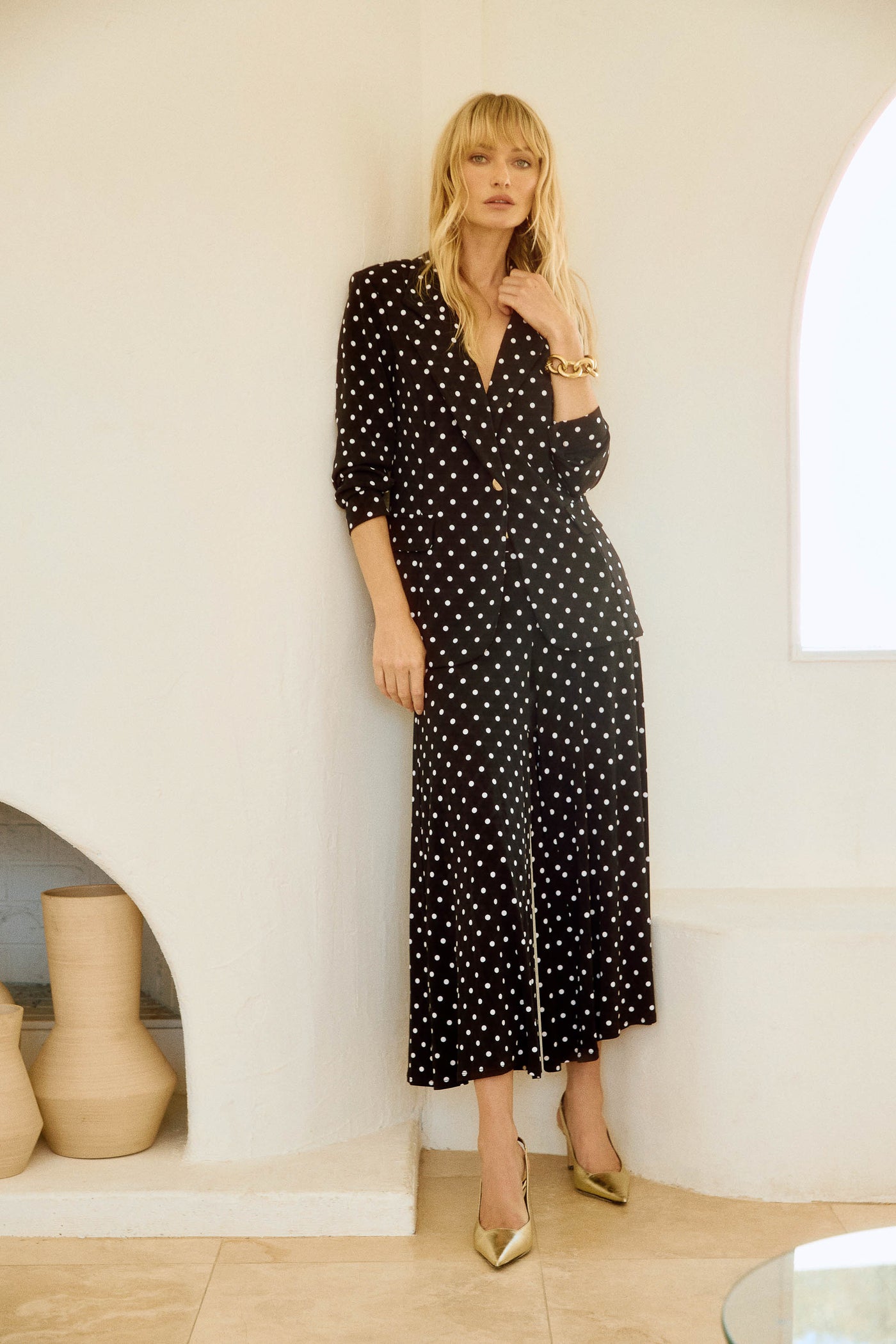 Silky Knit Dot Print Pull-On Culotte Pants Joseph Ribkoff