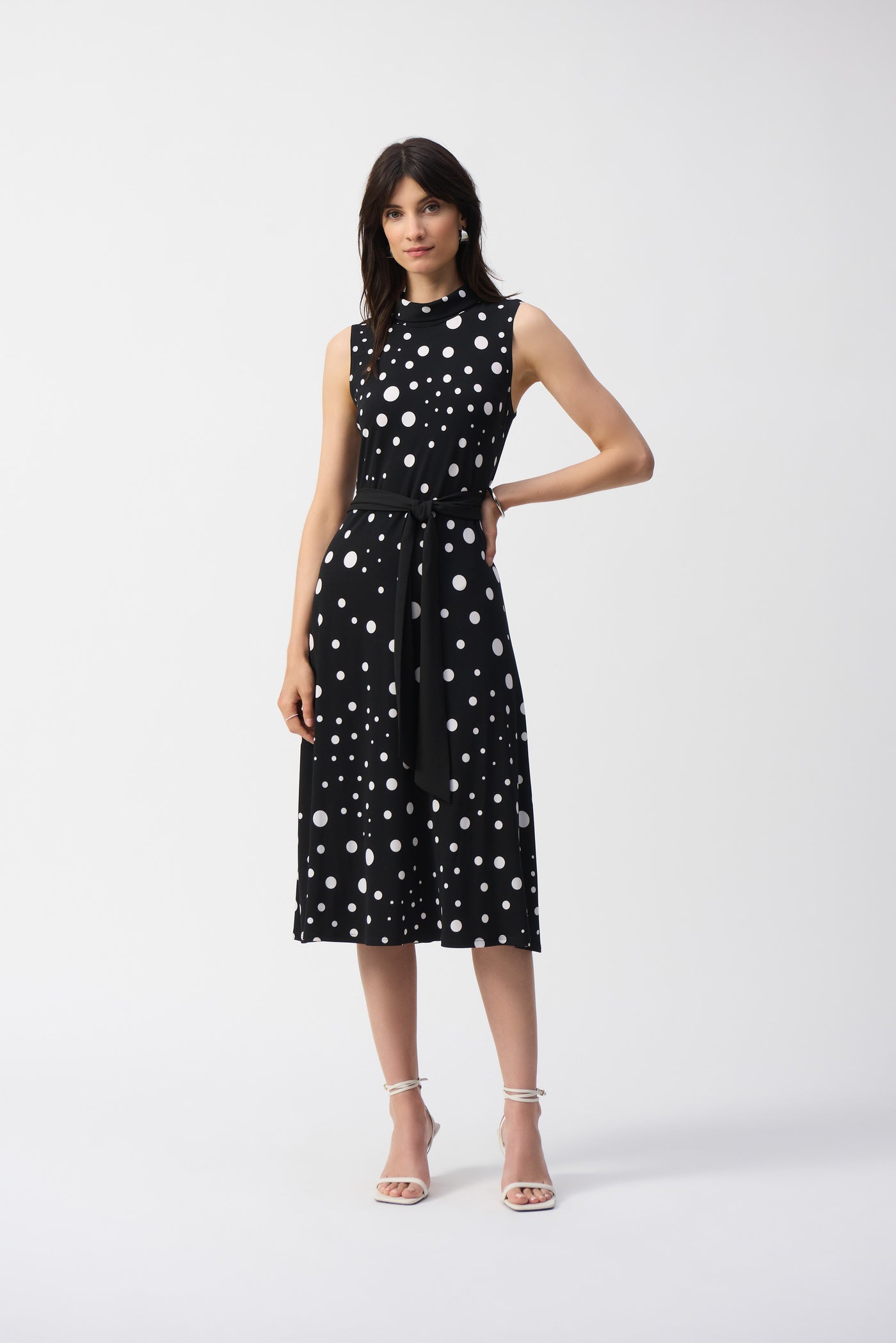 Silky Knit Dot Print Fit And Flare Dress Joseph Ribkoff