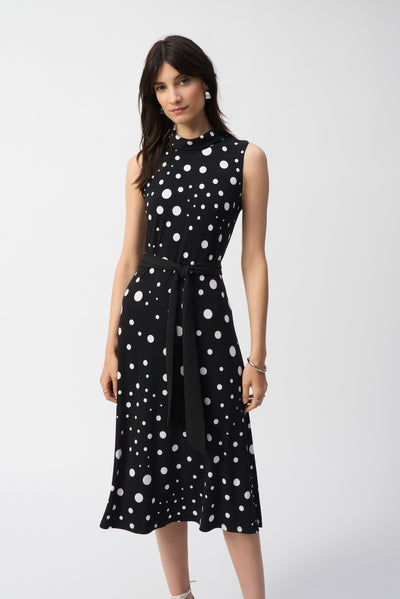 Silky Knit Dot Print Fit And Flare Dress Joseph Ribkoff