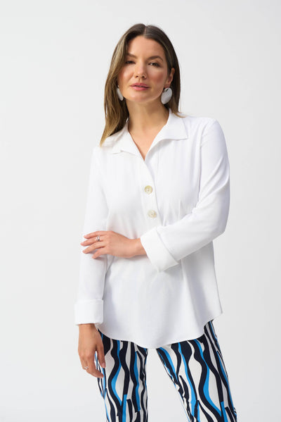 Eggshell Straight Top With Button Detail - Dream Pants