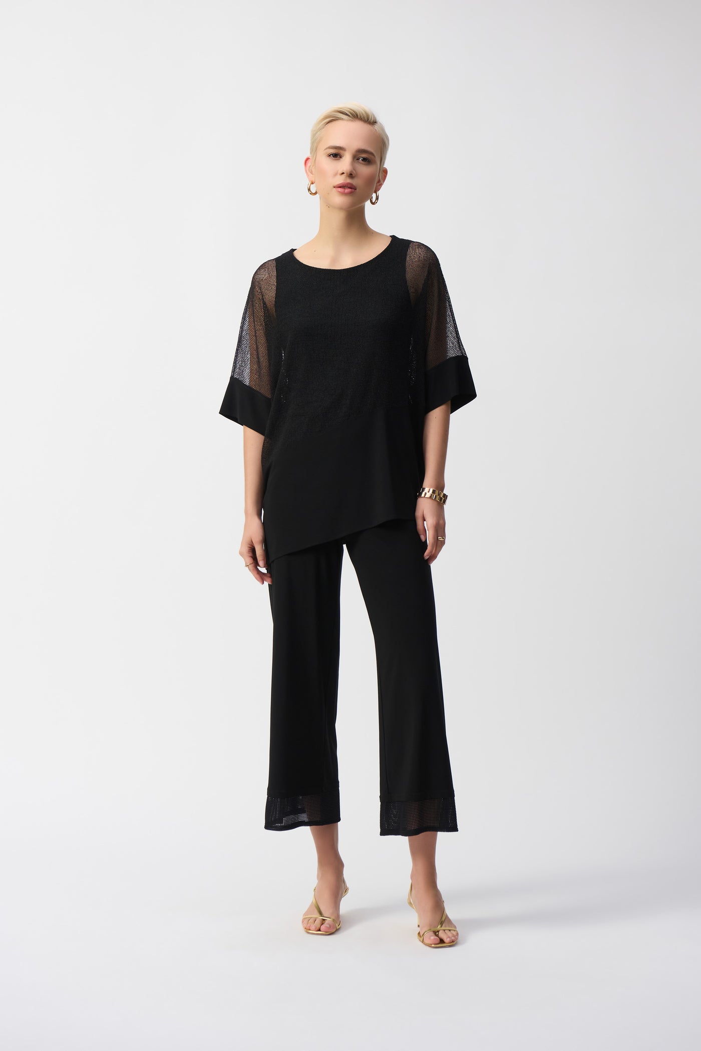 Mesh And Silky Knit Cocoon Top Joseph Ribkoff