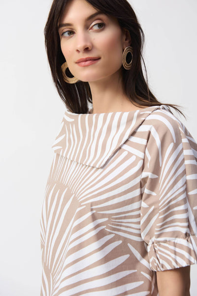 Stretch Poplin Tropical Print Boxy Top - Dream Pants