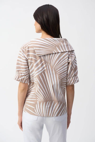 Stretch Poplin Tropical Print Boxy Top - Dream Pants