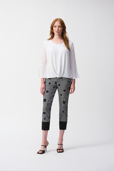 Millennium Plaid and Dot Print Crop Pants Joseph Ribkoff