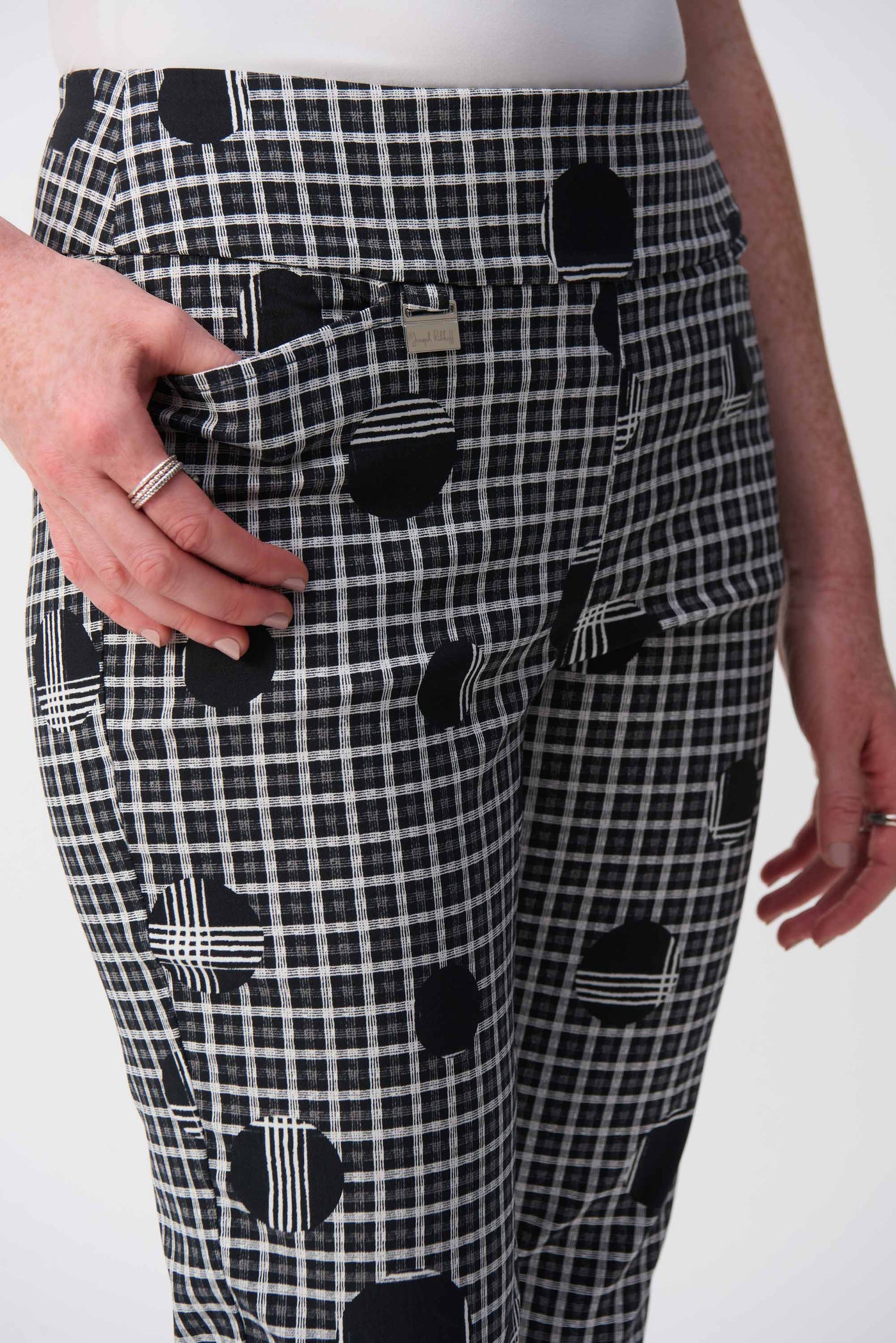 Millennium Plaid and Dot Print Crop Pants Joseph Ribkoff