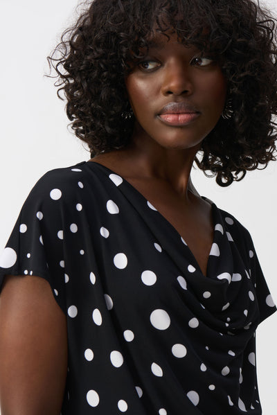 Silky Knit Dot Print Short Sleeve Top