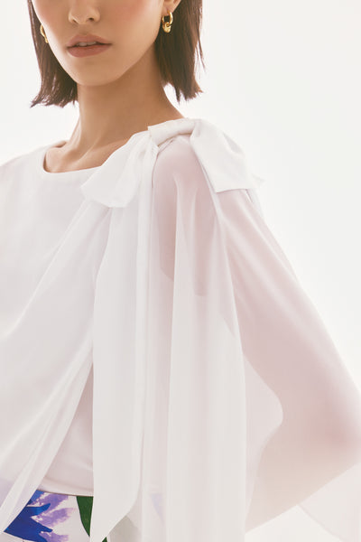 Signature Chiffon and Silky Knit Poncho Top Joseph Ribkoff