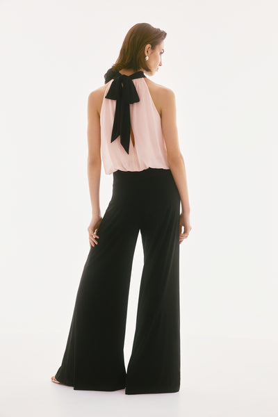 Signature Silky Knit and Chiffon Wide Leg Jumpsuit Joseph Ribkoff