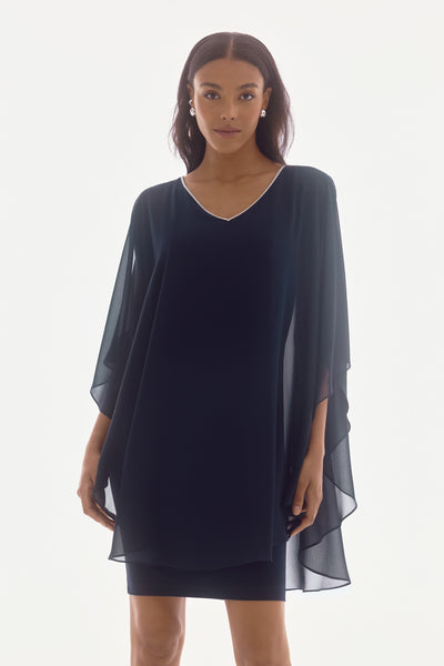 Signature Chiffon and Silky Knit Layered Dress Joseph Ribkoff