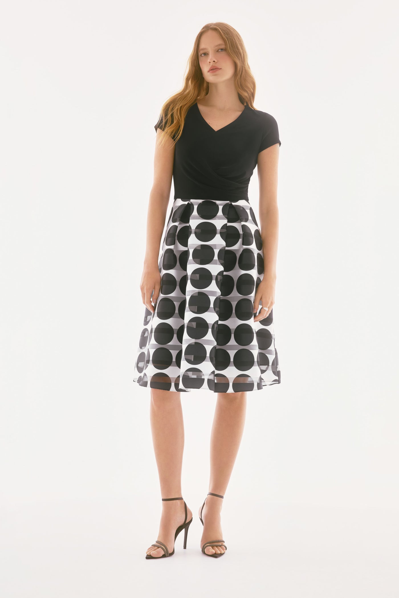 Signature Silky Knit And Novelty Dot Full Skirt Dress Joseph Ribkoff