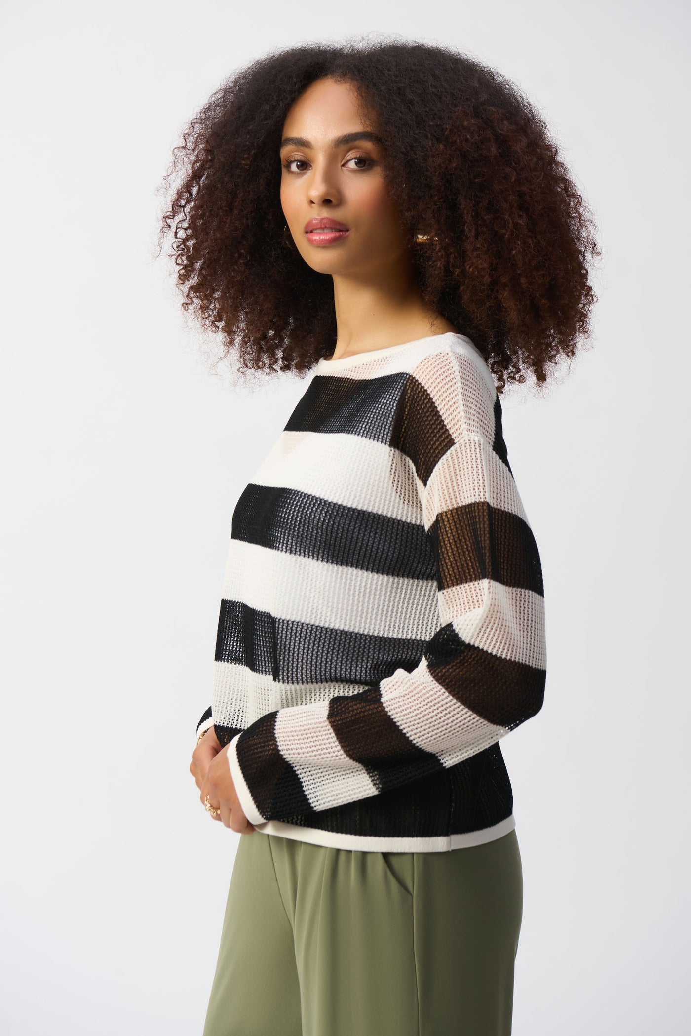 Striped Sweater Knit Pullover Joseph Ribkoff