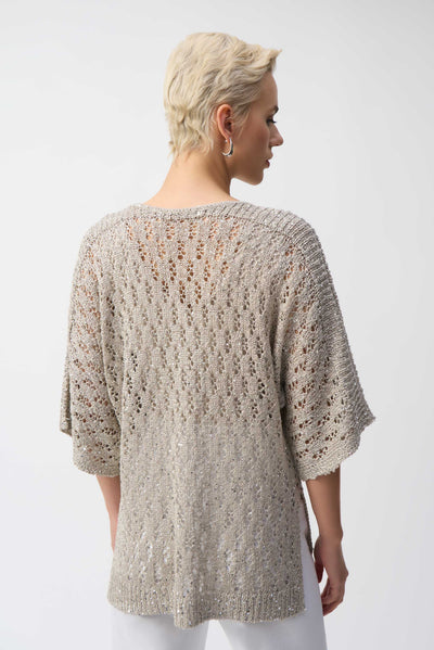 Pointelle Sweater Sequined Pullover Joseph Ribkoff