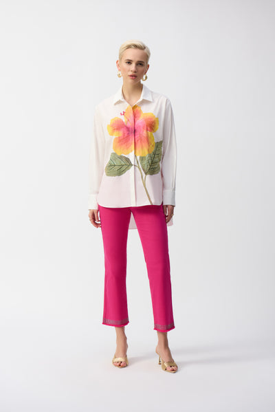 Embroidered Flower Cotton Shirt Joseph Ribkoff