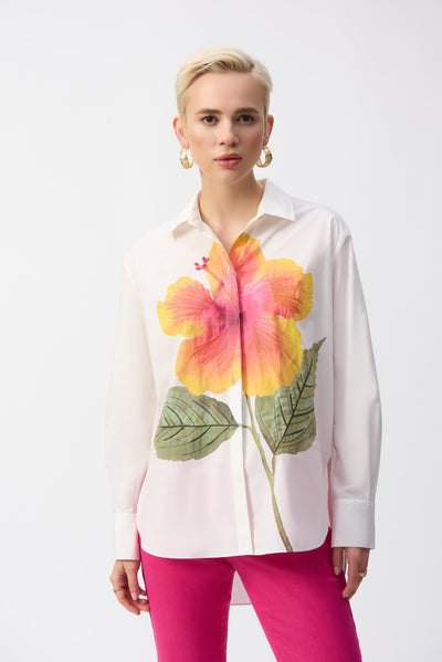 Embroidered Flower Cotton Shirt Joseph Ribkoff