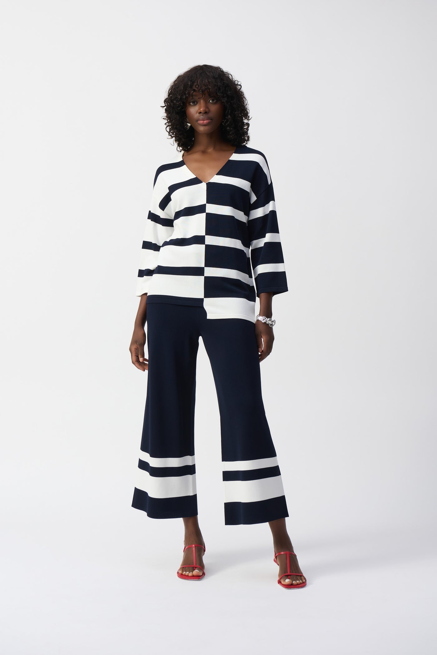 Placement Stripe Sweater Knit Culotte Joseph Ribkoff