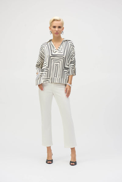 Satin Geometric Print Boxy Top - Dream Pants