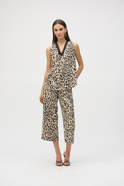 Animal Print Woven Sleeveless Top