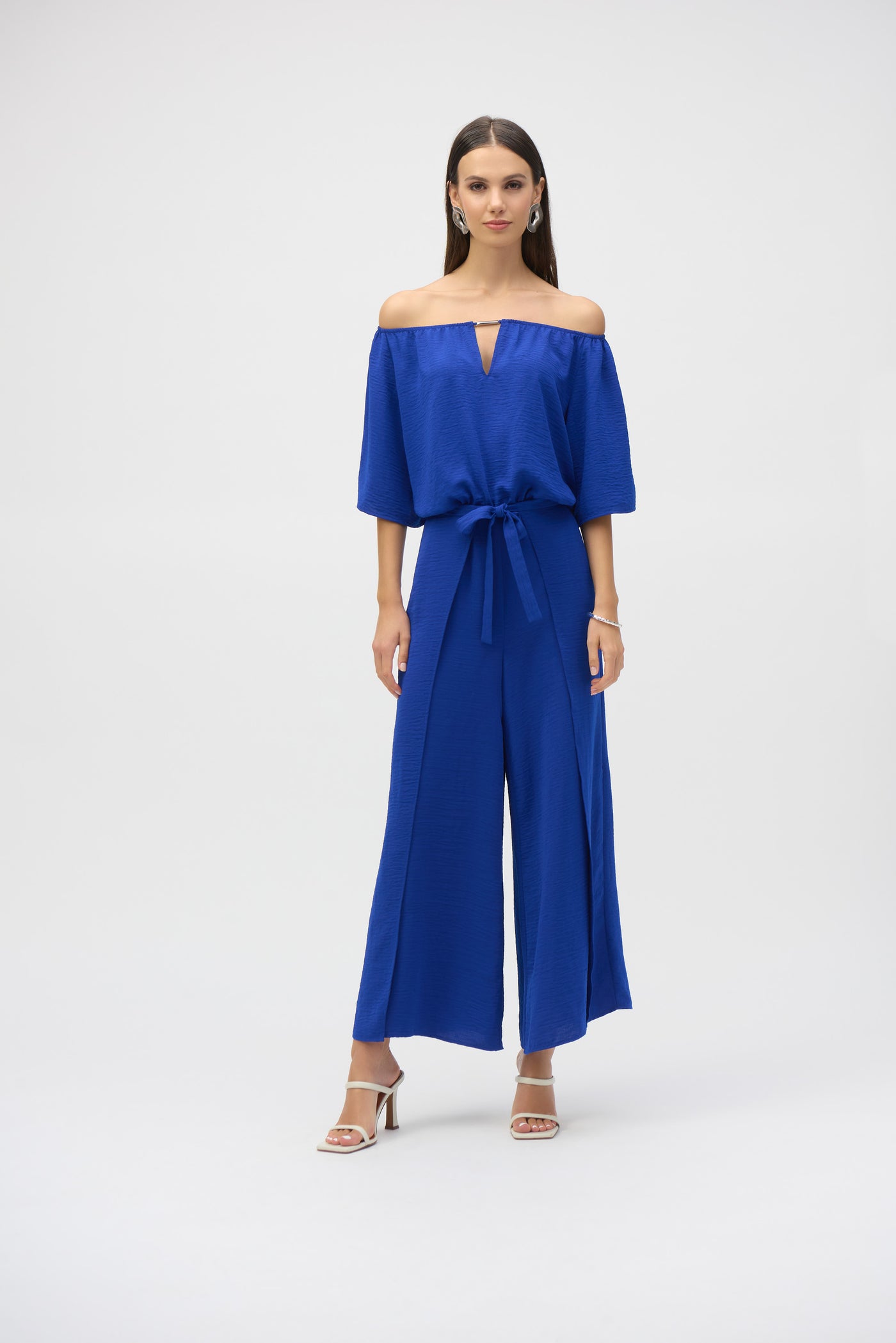 Gauze Off-Shoulder Culotte Jumpsuit Joseph Ribkoff